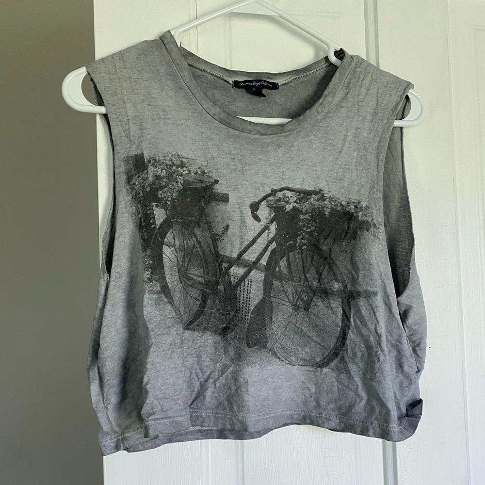 gray vintage bicycle crop top